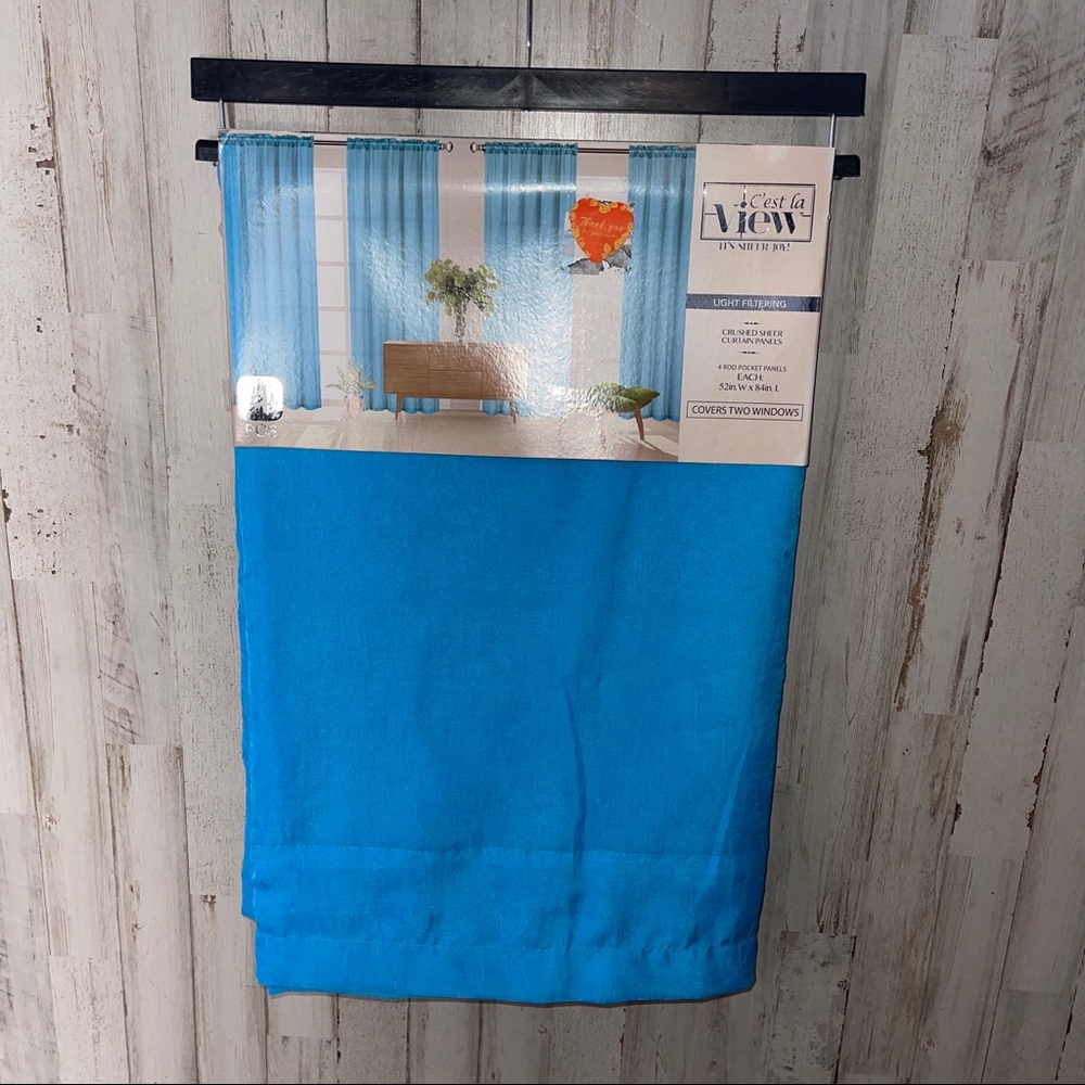 c'est la vie Sheer Curtain- Darly Blue 58”W x 84”L